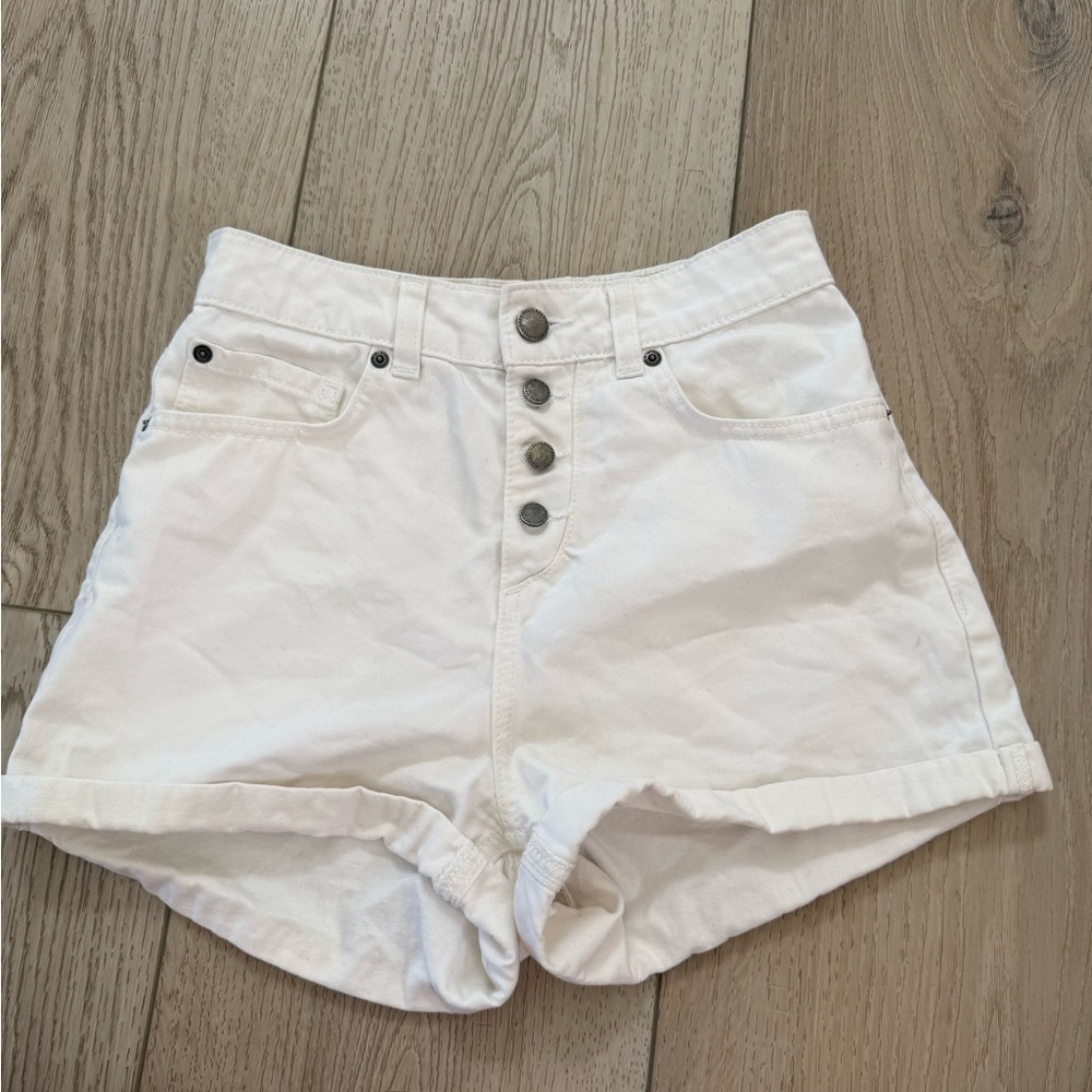 New Roxy Shorts White Denim Distressed Cuffed 25